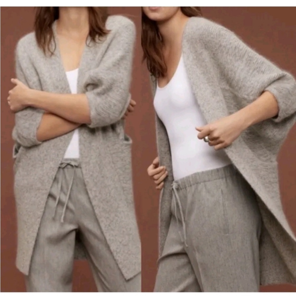 Aritzia The Group Babaton XXS/XS Black Javier Cocoon Mohair Alpaca Wool Cardigan - Picture 2 of 9